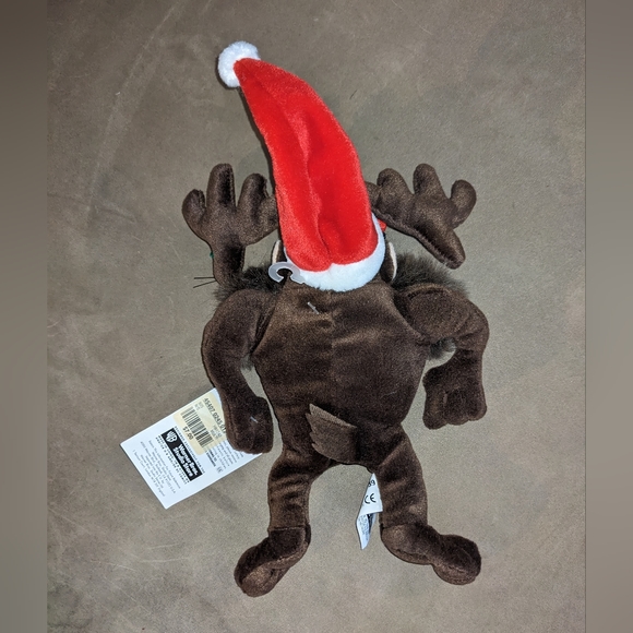 Taz Tasmanian Devil 1999 Santa Reindeer Bean Bag Plush Warner Bros Christmas - Picture 2 of 2